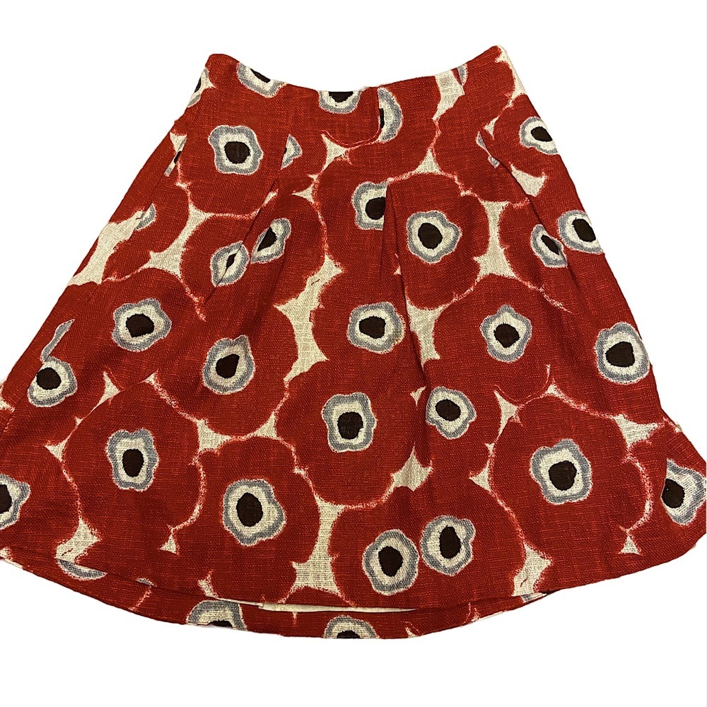 The Limited Red Poppy Flower Print Pattern Zip Closure 100% Cotton Skirt. - Picture 2 of 6